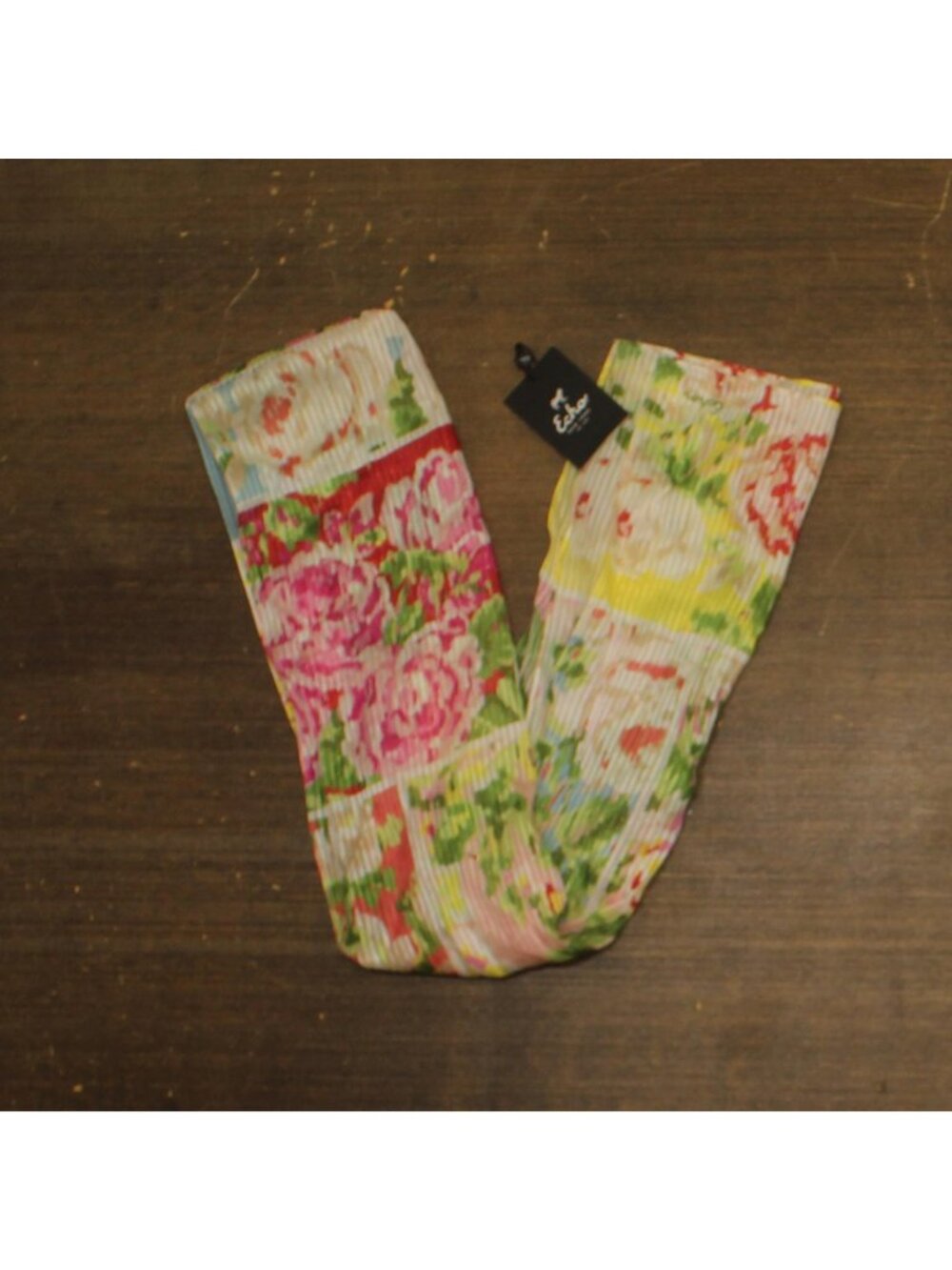 NWT Echo Womens Sparkle Floral Patch Oblong Scarf EN1423 Peony Green Multi